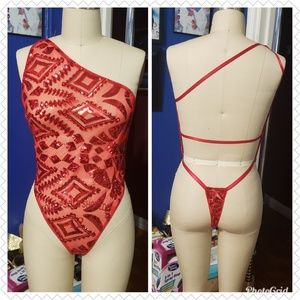 Red Sequin Bodysuit